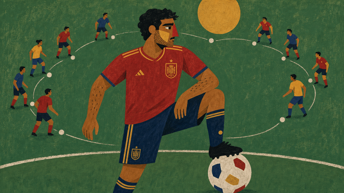 Cover illustration for Where Spain's midfielders come from