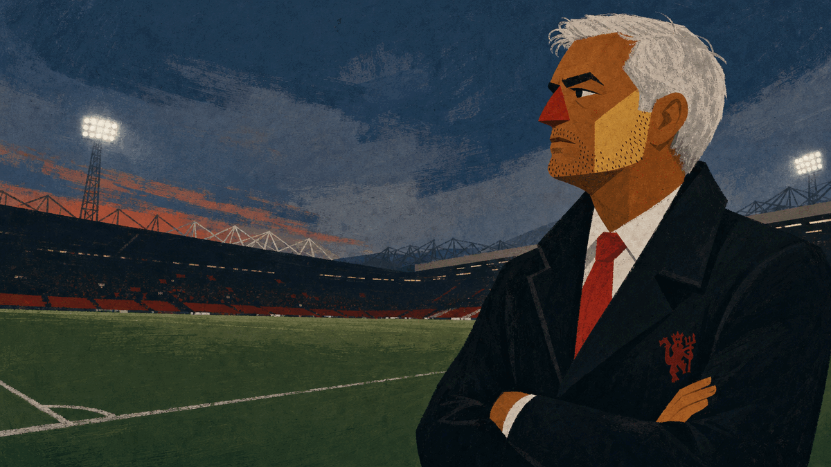 Illustration of Sir Alex Ferguson on the touchline