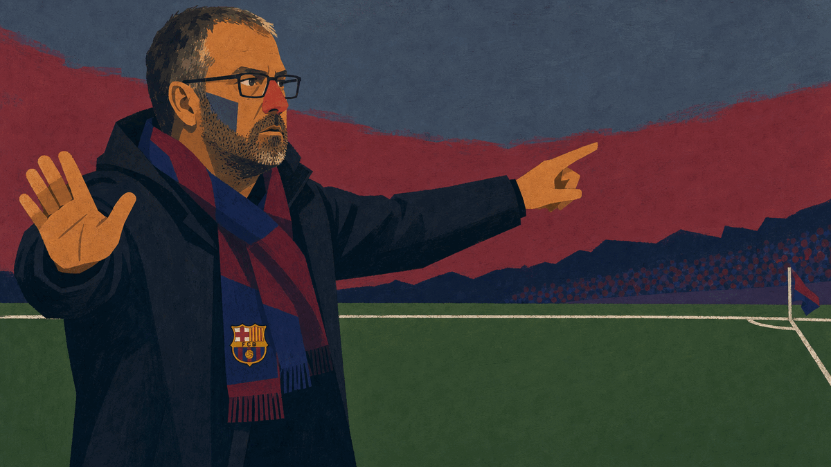 Illustration of Hansi Flick on the touchline