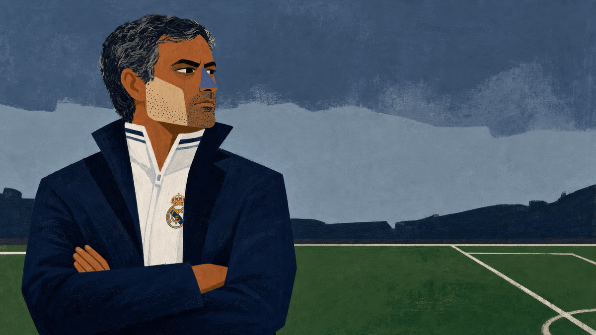 Illustration of José Mourinho on the touchline