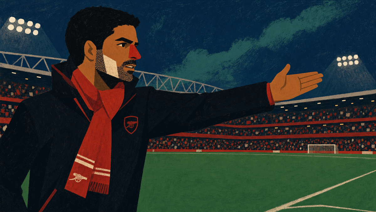 Illustration of Mikel Arteta on the touchline